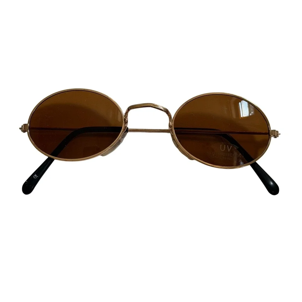 Vintage 90s/ Y2K Gold  Brown Tint Oval Sunglasses